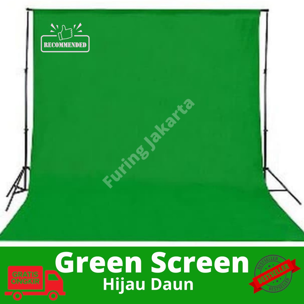 2m Backdrop zoom Hijau Daun 75 gsm Green Screen Youtuber Background