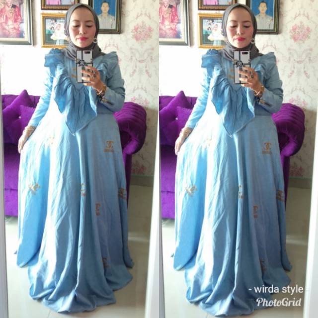 Gamis jeans import chanel bordi