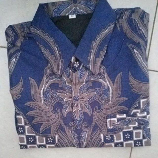 Japunta Blue Kemeja Batik Pria Full Furing Katun Primisima Batik Solo Batik Warna Navy Dongker