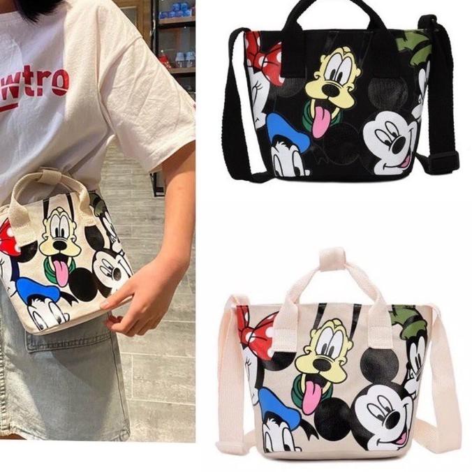 ♪ (BISA )Promo Tas Zara Original / Tas Zara Mickey Disney Z262 Tas Selempang Zara Serut Kanvas ♬