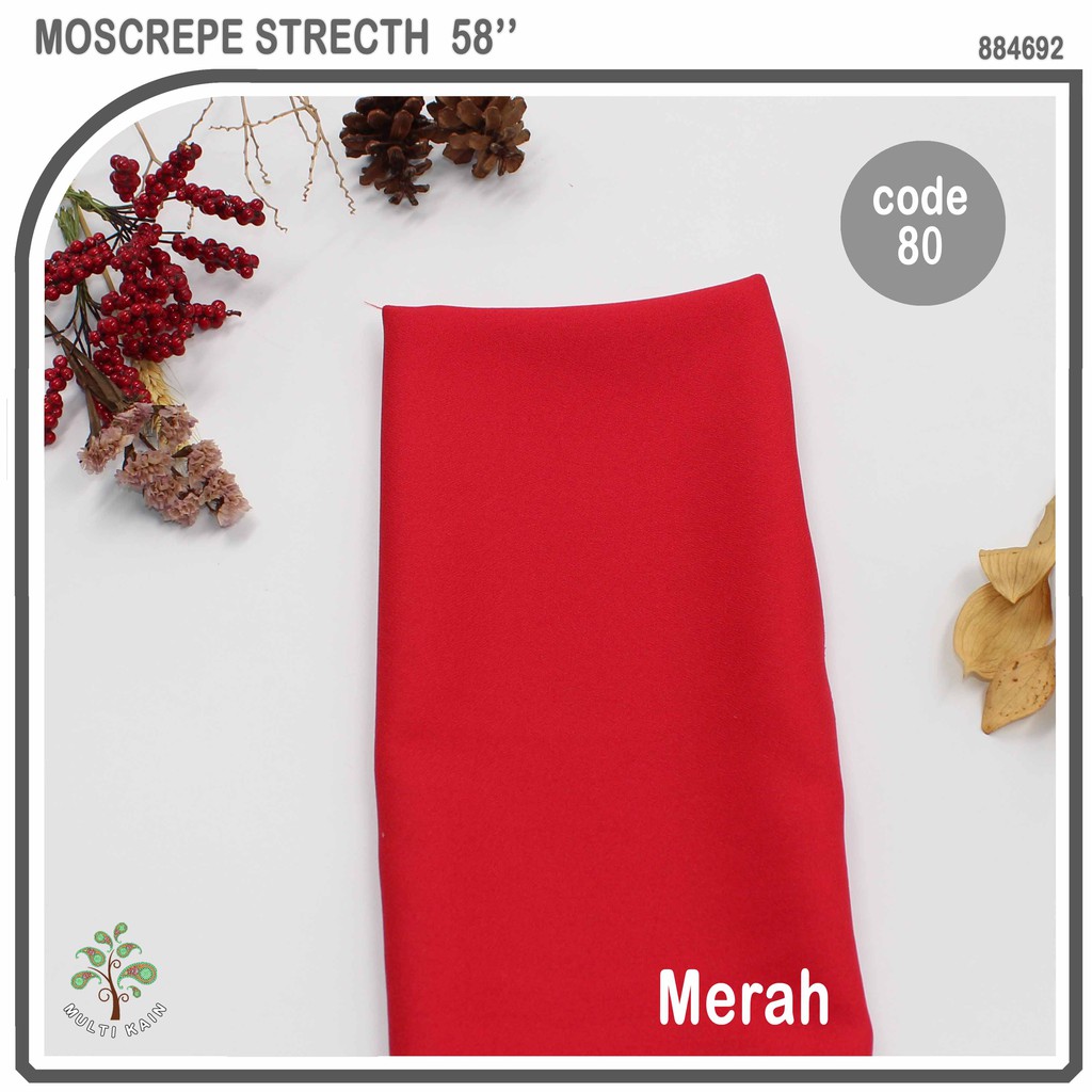 bahan multi kain moscrepe / mosscrepe / moscrep moschino mosschino arabian crepe gamis fashion-80 Merah