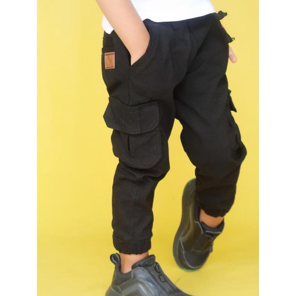 Celana Anak Jogger Cargo Zunior Premium Hitam