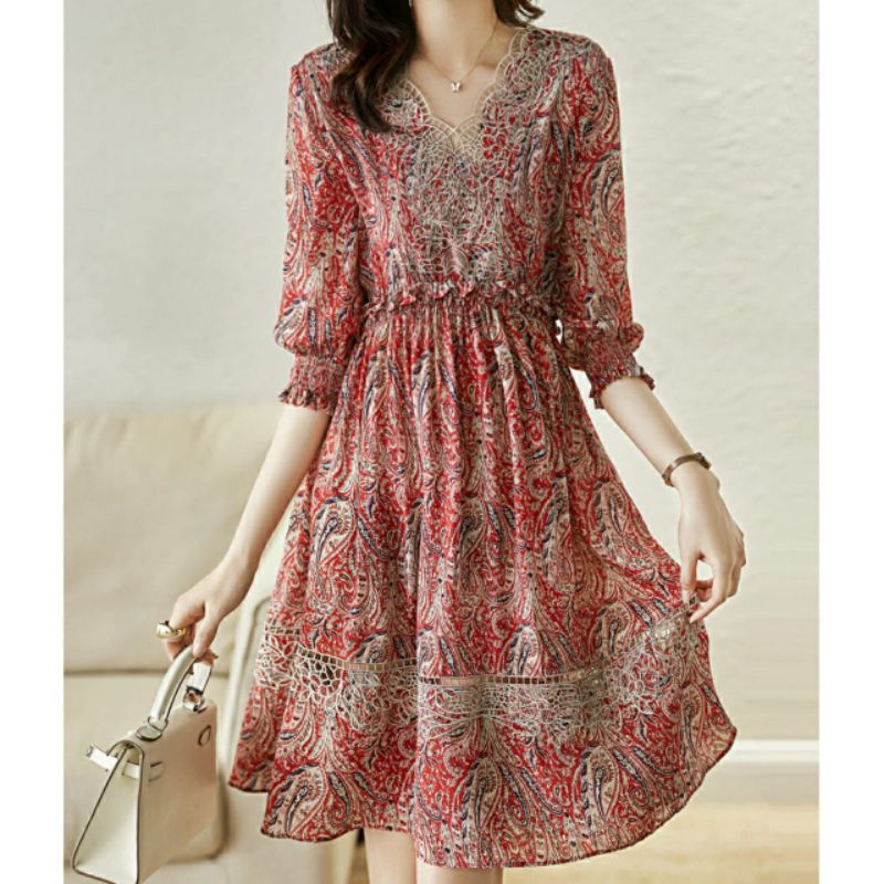 MDLV ~ 56640# Macherla Embroidered Dress Premium Korea Fashion import