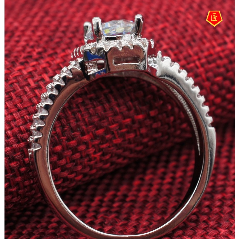 [Ready Stock]Luxury High-End Micro Inlaid with Diamond Silver Ring