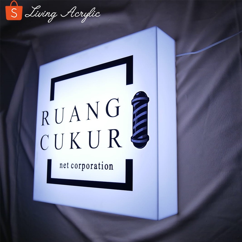 Nomor Rumah LED Neon Box Satu Sisi Akrilik Custom Bentuk