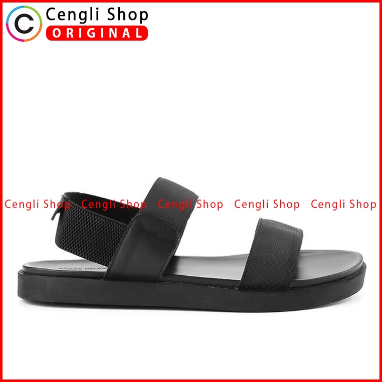 SANDAL SLIDE KULIT ANDRE VALENTINO PRIA ORIGINAL SLINGBACK HITAM AVM01