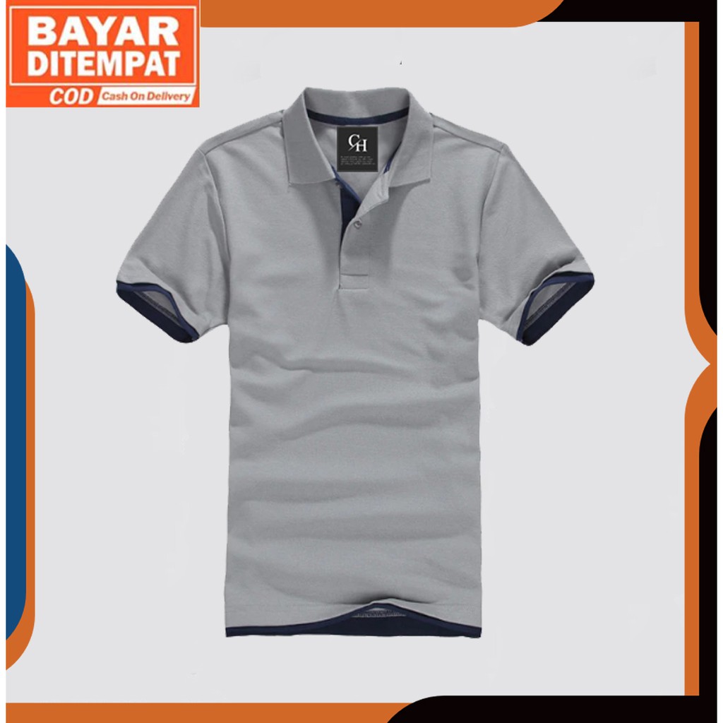 Kaos Polo Smith Pria Lengan Pendek Warna Biru Navy Polos Distro Grosir Bandung