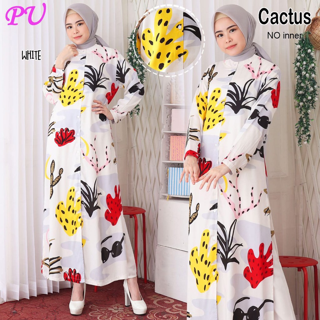 HOPYLOVY Cactus Tunik Motif Kaktus Abstrak Busui Bumil Dress Rayon Viscose Premium Sherin