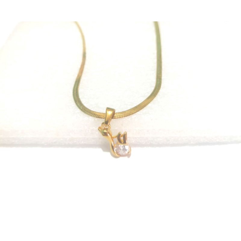 KALUNG TITANIUM FASHION WANITA WARNA EMAS/PERHIASAN LADIES ANTI KARAT DAN ANTI LUNTUR