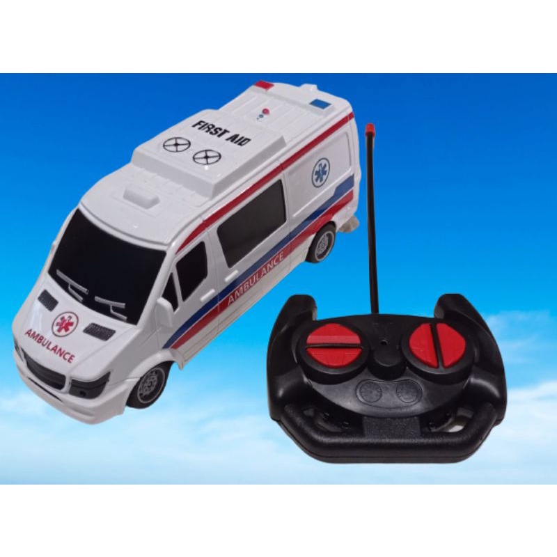 Mainan anak mobil remot control ambulance emergency murah