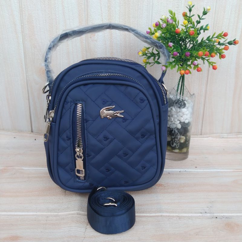 tas ransel 4 ruang bahan nilon bordir depan ukuran T21xL19 x9 cm.-Dongker