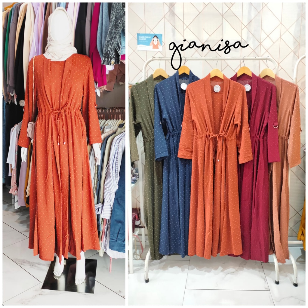 GIANISA | SEVIA DRESS / DRESS POLOS / BAHAN RUBY DOT / DREES POLOS / MAXI DRESS / KARET PINGGANG /GA