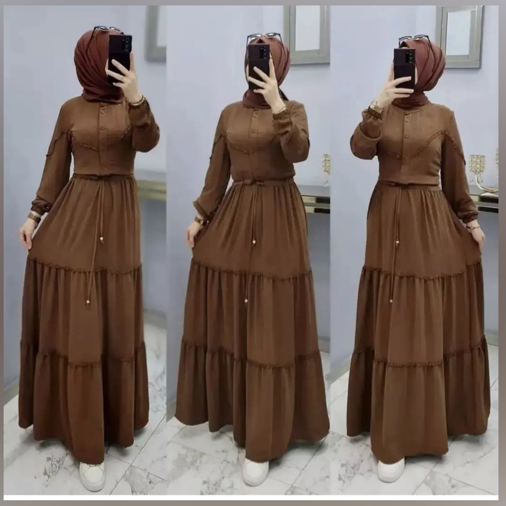 NEW- Natalia Dress Bahan Ceruti / Gamis Polos / Gamis Wanita Bahan Ceruti Premium Harga Murah / Gamis Kondangan