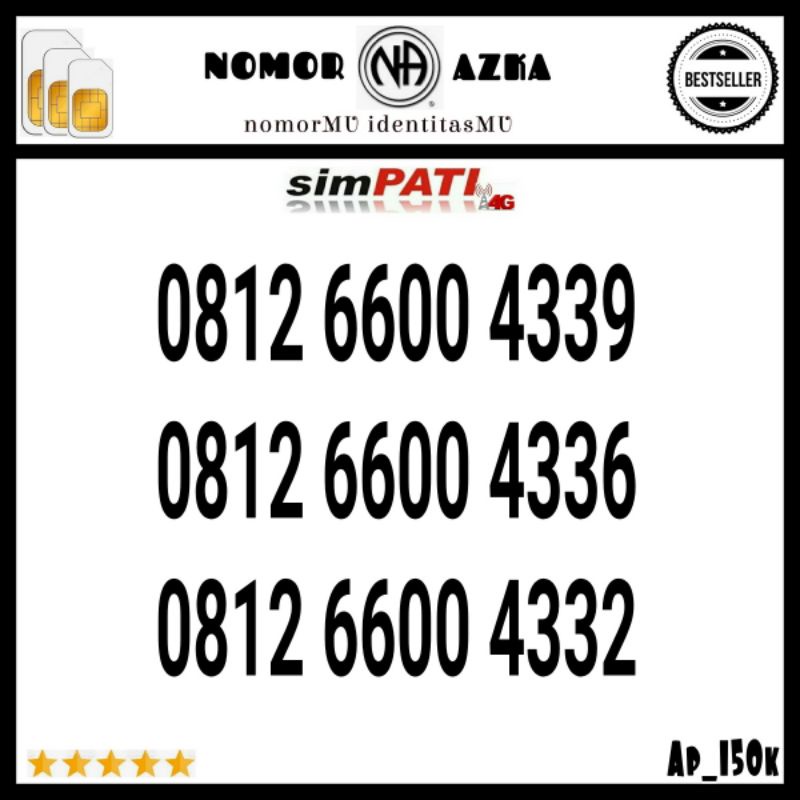 Nomor Cantik Kartu Perdana Nocan simpati seri aabb 6600 ekor 433x 411x 455x rapi ap07