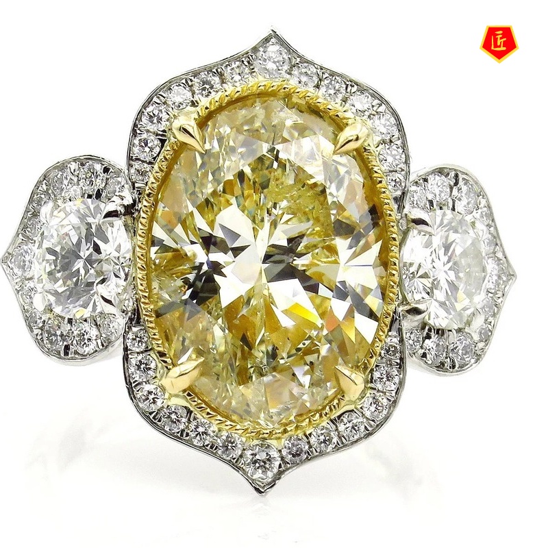 [Ready Stock]Yellow Diamond Ring Luxury Fashion