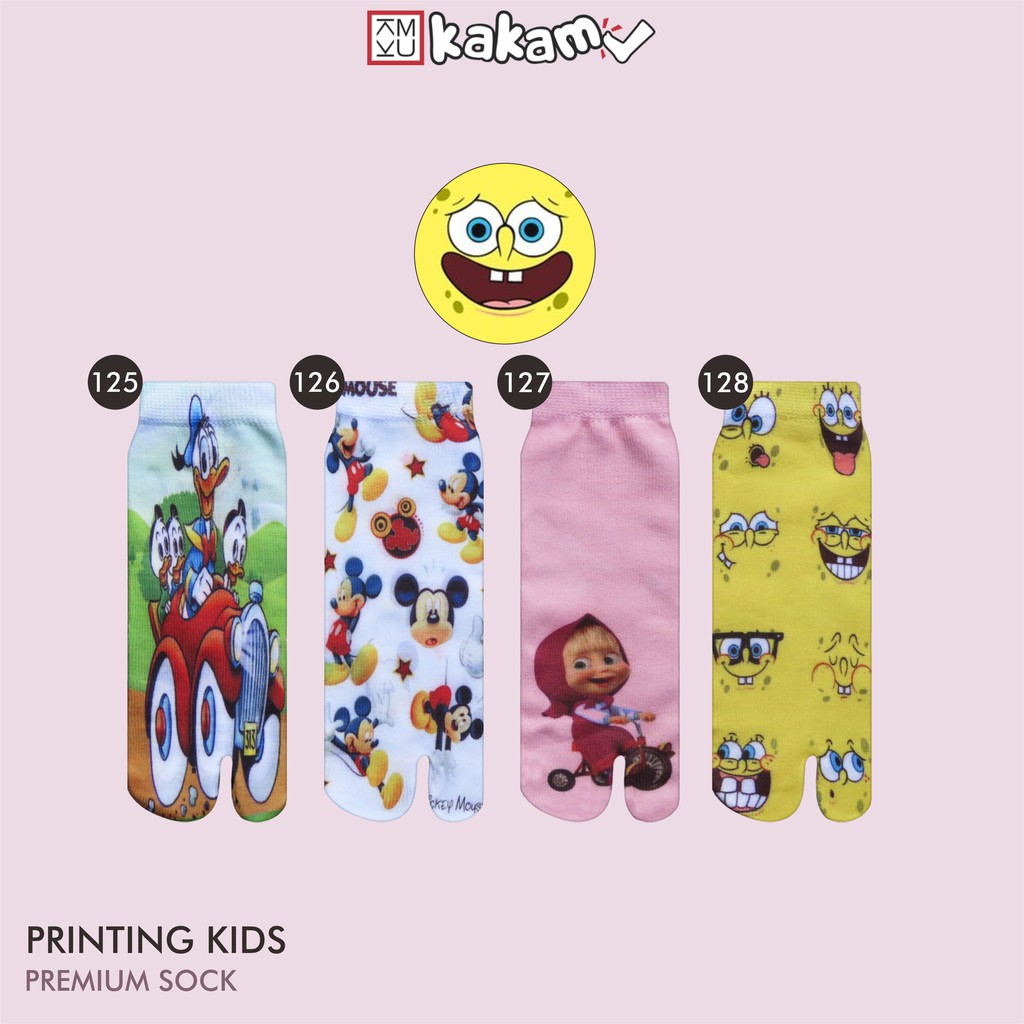 Kakamu Kaos Kaki Jempol Anak Printing Karakter LOL, Spongebob, BBB, Frozen, Food 7