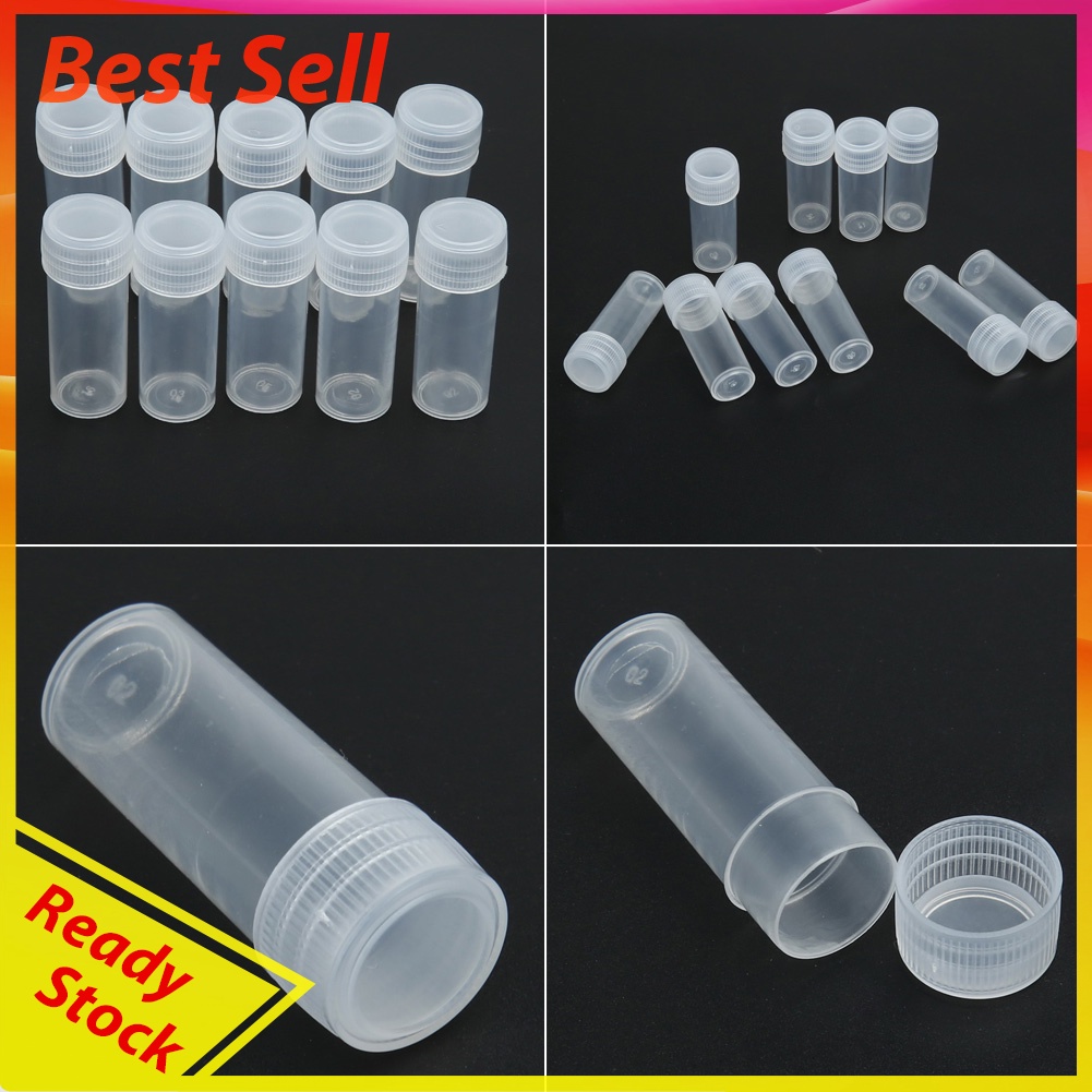 50Pcs 5g Volume Plastic Sample Bottle 5ML Small Bottle Vial Storage Contain