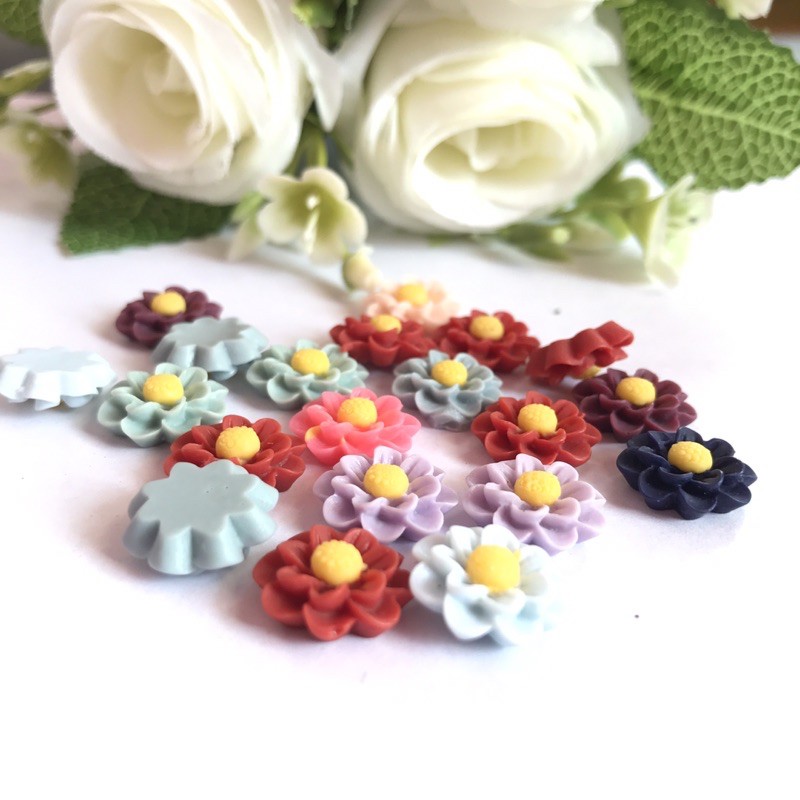 Bunga Krisan Doff ukuran 13mm | Bahan Craft Bahan tasbih digital