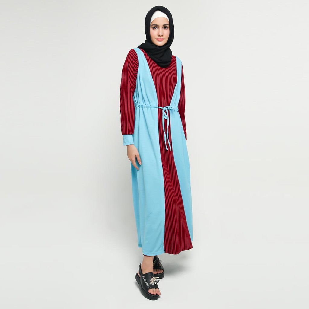 Long Dress Gamis maxi Wanita Muslim kombinasi warna - XSHOP Chessy