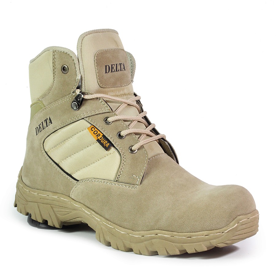 Sepatu Pria DLT Cordura Tactical 6inci Pendek Cream Boots Safety Ujung Besi Bots Kerja Laki Haiking