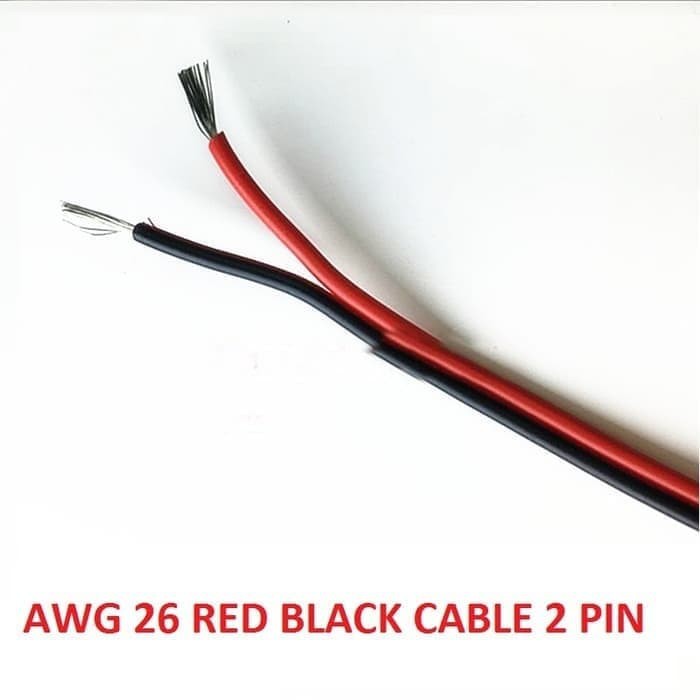 Kabel Eceran AWG26x2 Ecer AWG 26 x 2 Serabut Merah Hitam per 1m