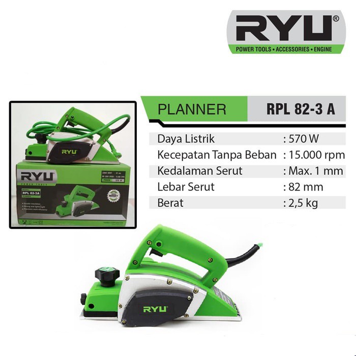 Ryu RPL 82-3A Planer - Mesin Serut Ketam RPL 82 3 A 570 W