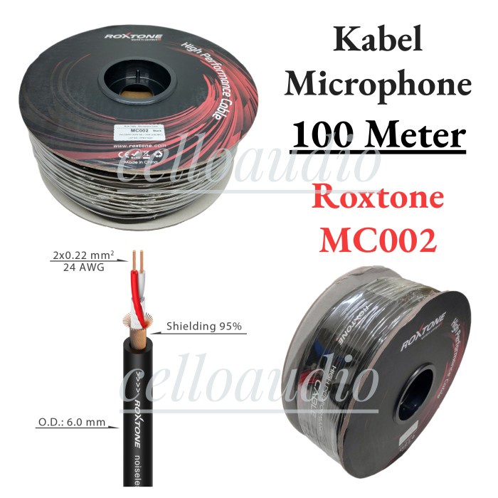 Roxtone MC002 Microphone Cable (1 Roll) 100 Meter Mic MC Cable 002