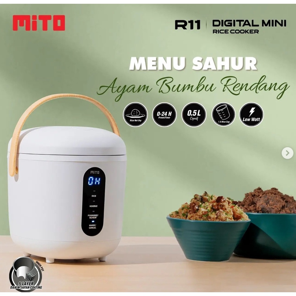 Rice Cooker Mito R11 Digital 0,5 Liter 4 in 1 Magic Com Mini Mito R11 Rice Cooker Digital Mito R11