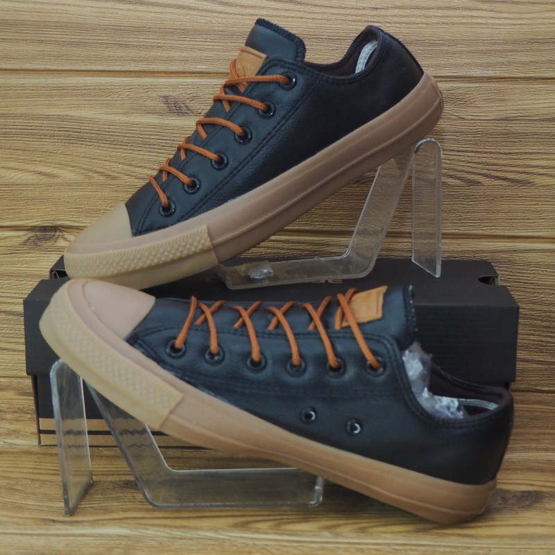 CONVERSE KULIT SINTETIS  SEPATU ALL STAR MOTIF KULIT JERUK COKLAT MUDA TINGGI