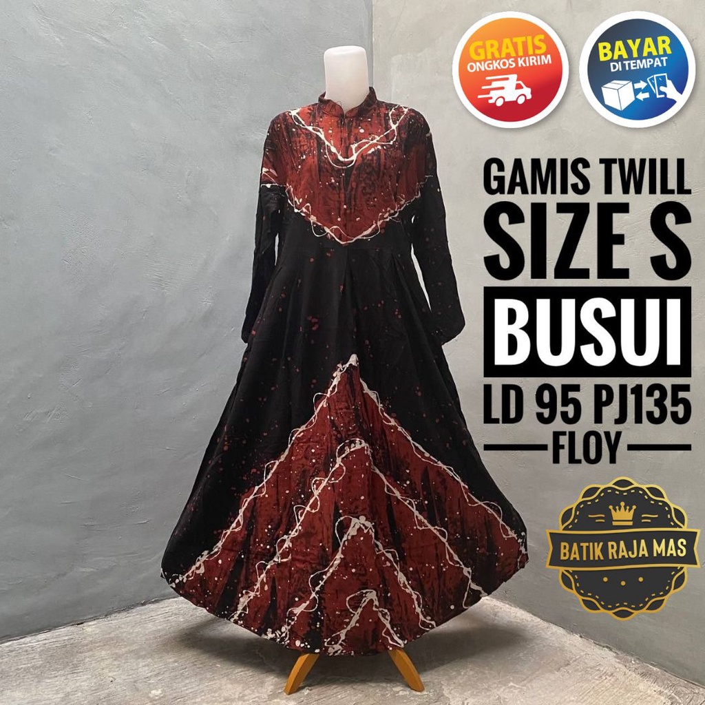 Baju Gamis Wanita Kekinian Remaja Dewasa Syari Raya Lebaran Motif Batik Abstrak Busui Resleting Depa