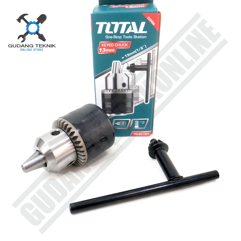 Kepala Bor 13mm 1/2&quot; TOTAL TAC451301 - Key Chuck 13 mm 1/2 inch 20 UNF TAC 451301 TAC-451301 TOTAL