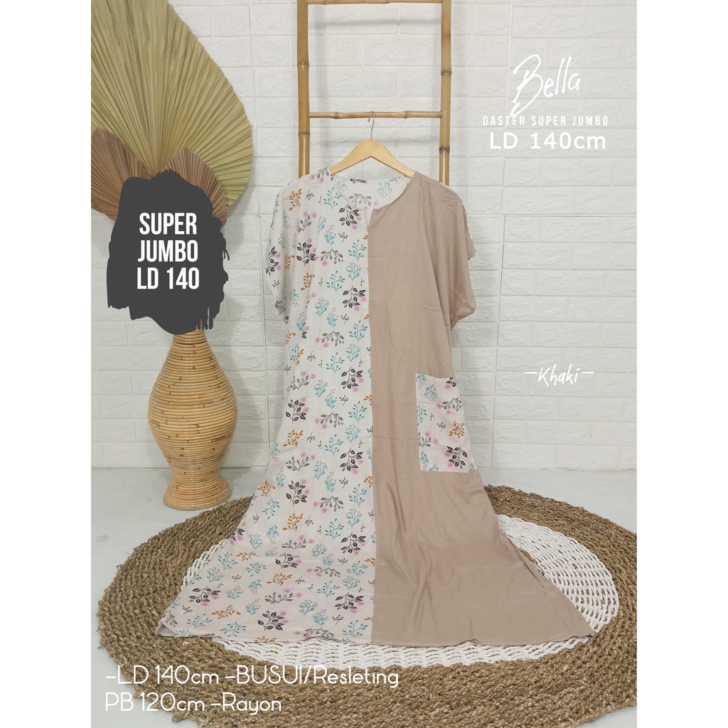LD 140cm Daster Super Jumbo (42 Motif) (Part 2) dan  Daster Kaftan Viral LD 150cm Ruffle Big Size-KM Bella Khaki