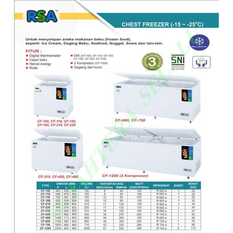 Chest freezer RSA 200 liter CF-210 low watt