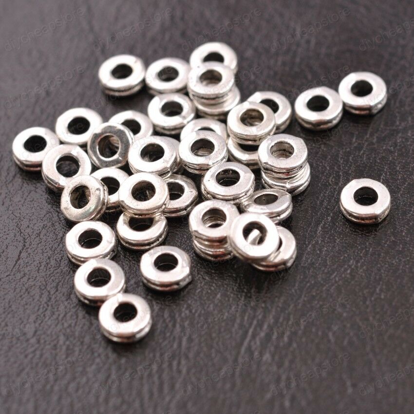 100Pcs Manik Spacer Cincin Silver Tibetan 6Mm Kraft Perhiasan DIY