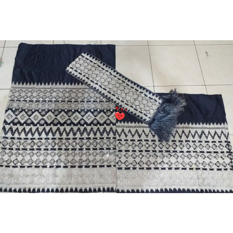 mama papa peci set ibu bapak tapis lampung songket lampung handmade silver biru navy