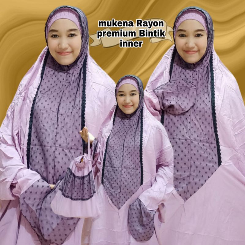 NEW MUKENA TERUSAN RAYON BINTIK INNER PREMIUM | FREE TAS RUKUH REMAJA DEWASA JUMBO PUTIH WARNA