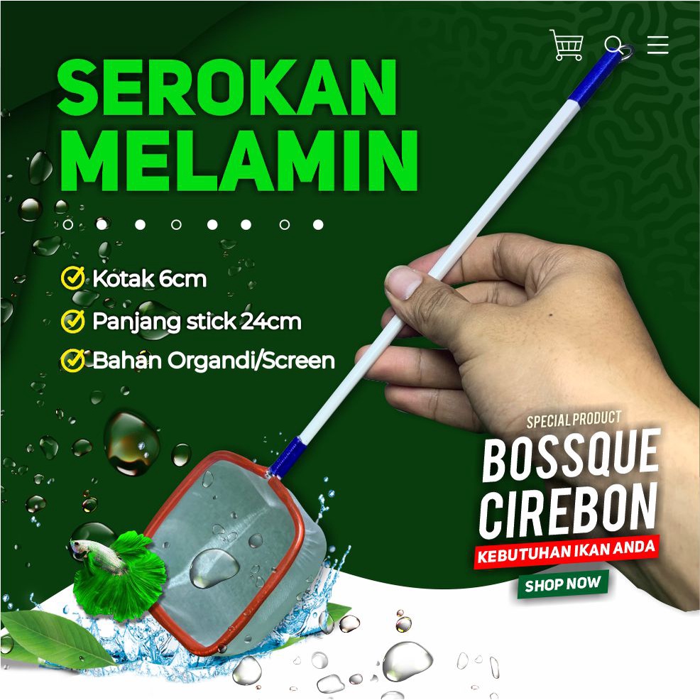 Serokan Ikan Cupang Melamin Kotak 6cm Seser Saringan Sauk Ikan Hias Jentik Kutu Air