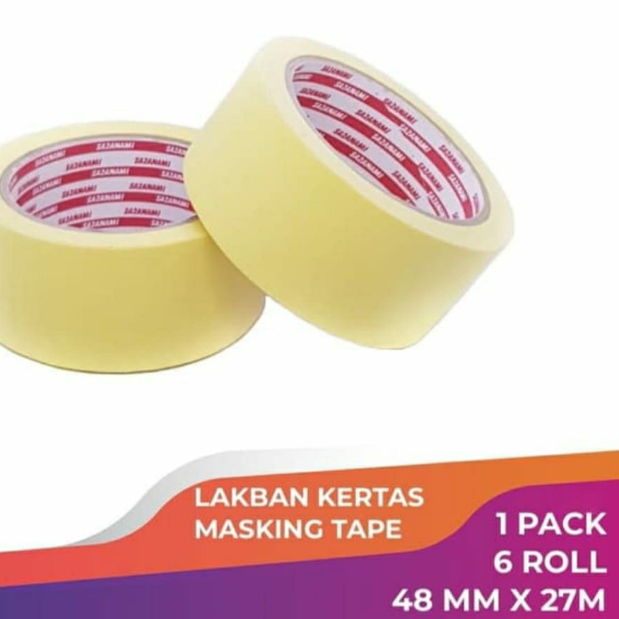 

Lakban Kertas Masking Tape 2" 48mm x 27m Sazanami
