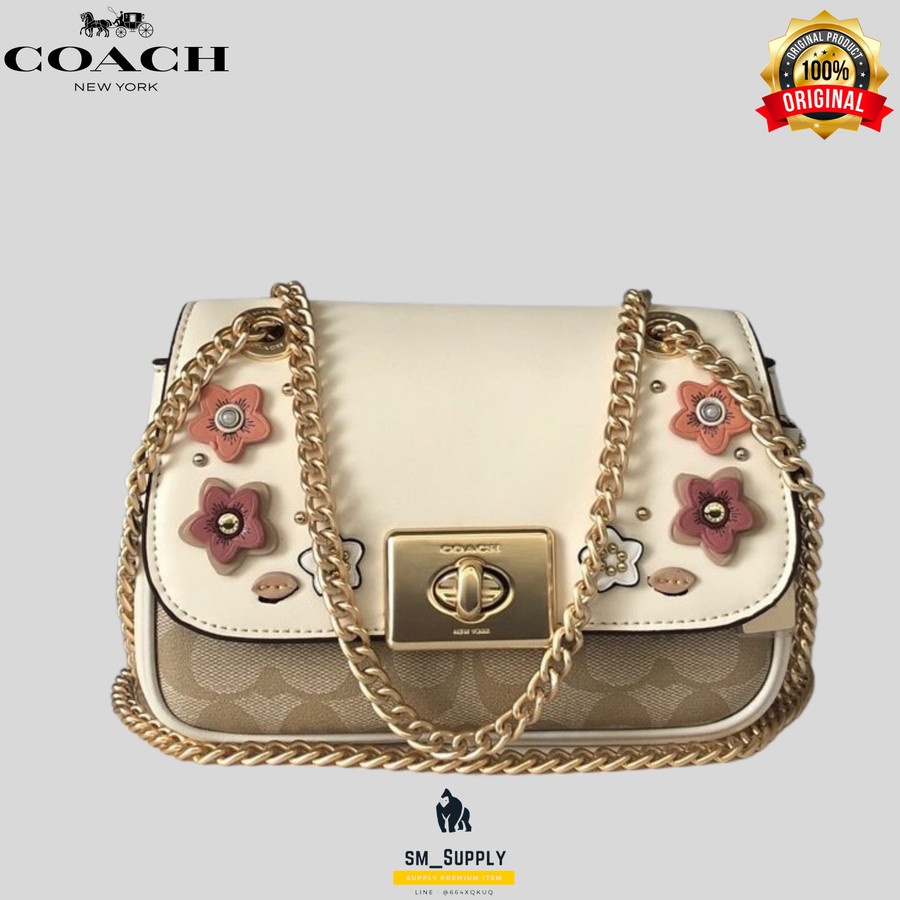 TAS COACH CASSIDY CROSSBODY WITH FLORAL APPLIQUE CHALK ORIGINAL