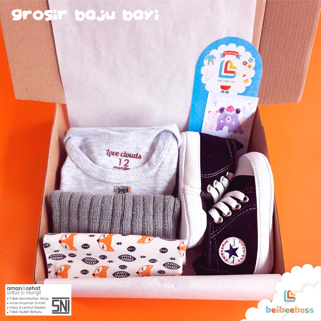HAMPERS KADO BAYI LAKI LAKI DAN PEREMPUAN BABY GIFT-paket moon abu