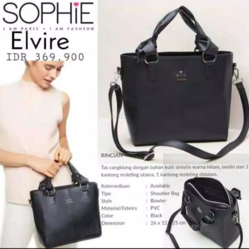 ELVIRE TAS SELEMPANG WANITA SOPHIE MARTIN ORIGINAL TAS WANITA HITAM TAS KANTOR TAS JINJING WANITA SO