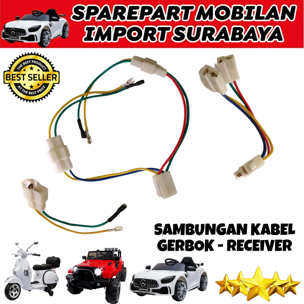 KABEL GERBOK SAMBUNGAN RECEIVER PENGGERAK RODA BELAKANG MOBILAN AKI ANAK PLIKO UNIKID YUKITA PMB AUTO WHEELER JAG SOKET GEARBOK