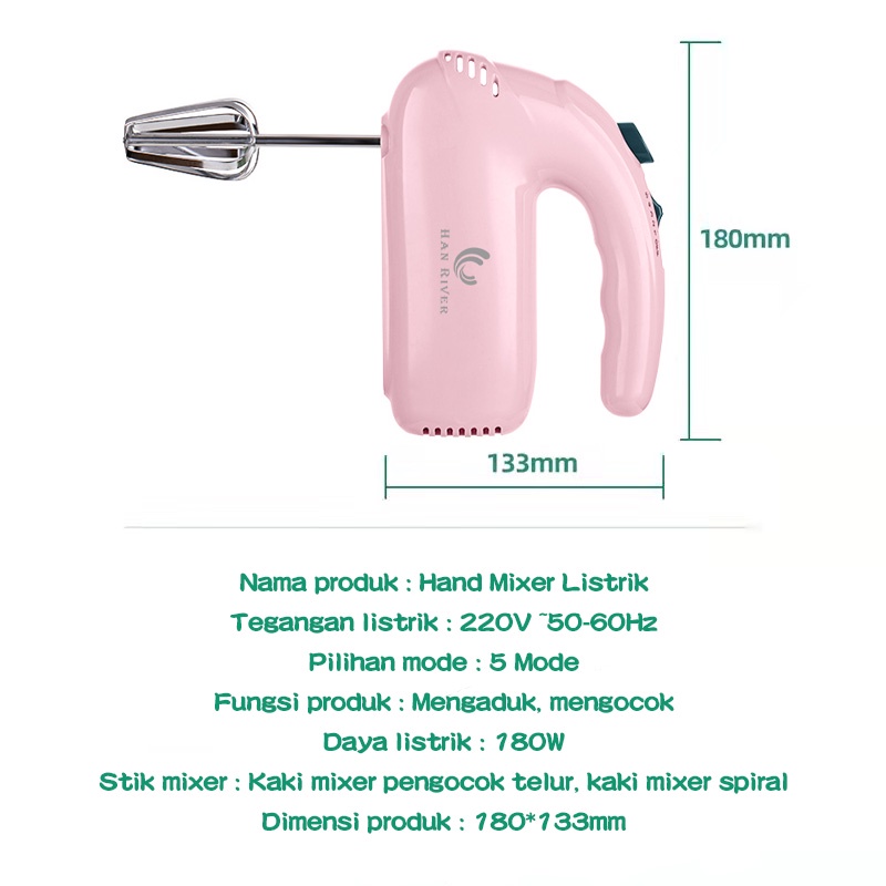 Mixer HRDDQ08PK Hand Mixer Pink/Hand Mixer/Hand Mixer Mini/