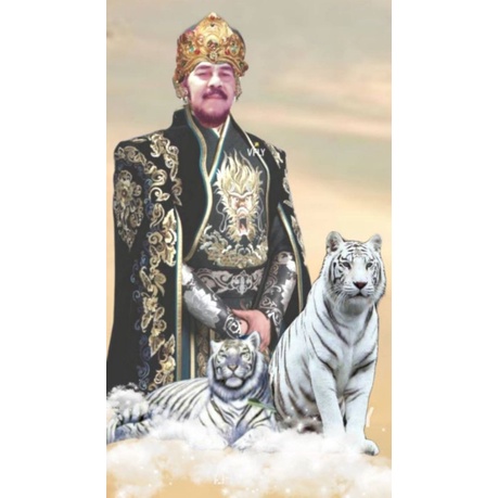wall decor macan putih lukisan cetak + bingkai 45×65cm