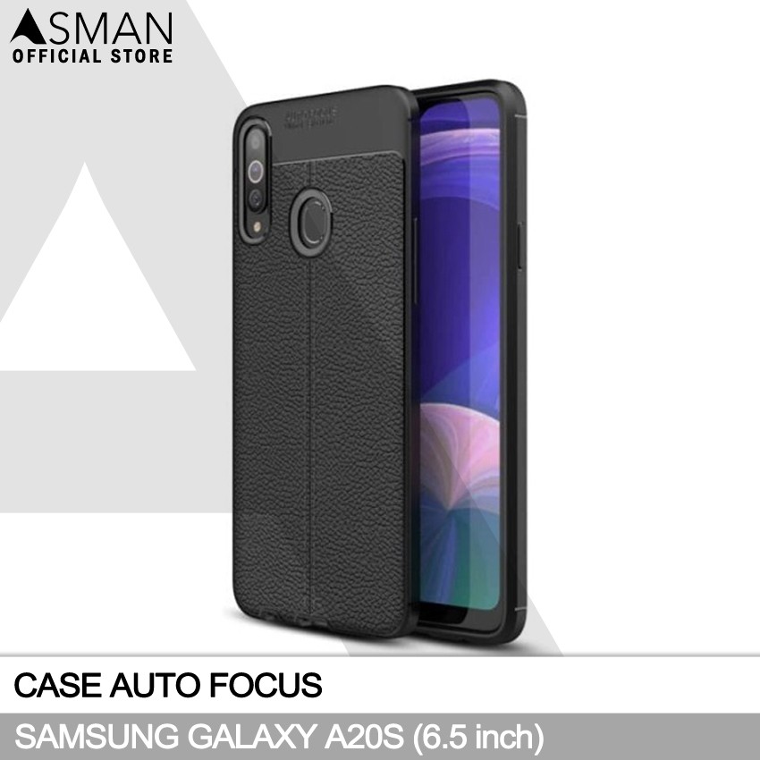 Auto Focus Samsung Galaxy A20s (6.5&quot;) | Soft Case Leather Premium - Hitam