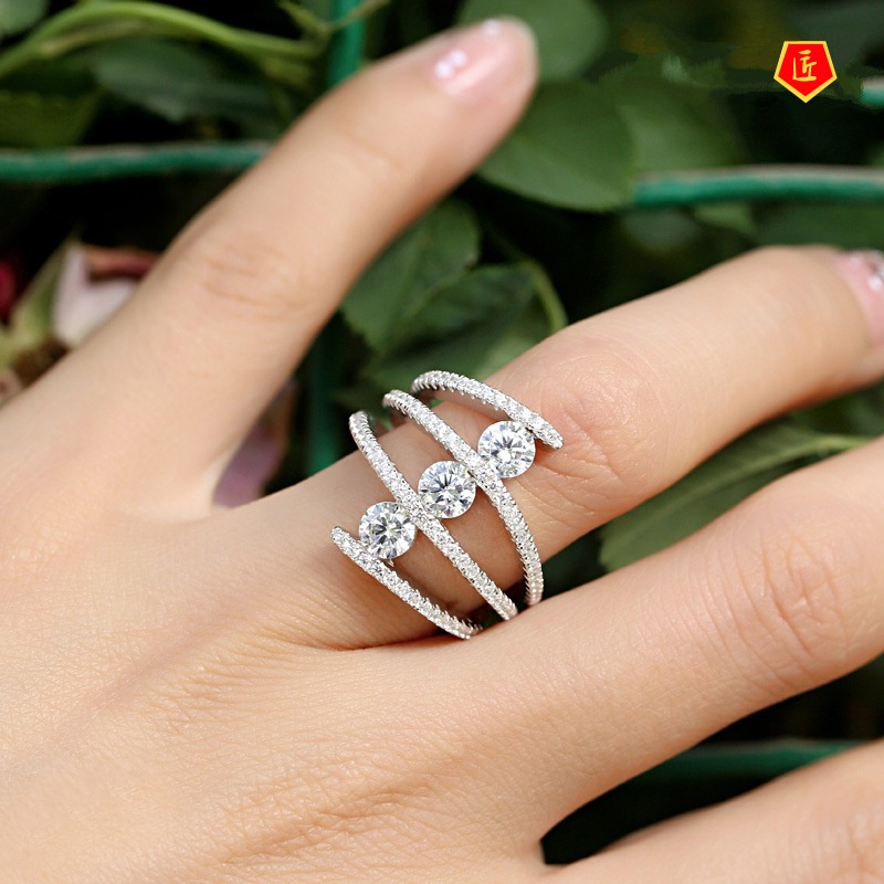 [Ready Stock]Round Diamond Ring Fashion Special-Interest All-Matching