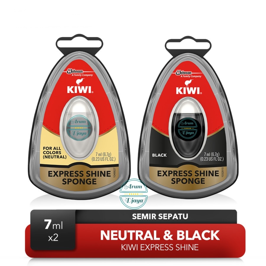 Kiwi Express Shine Sponge Hitam + Neutral Semir Sepatu Sponge 7mL