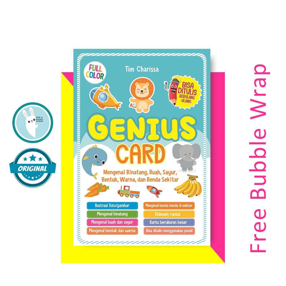 CHILDREN BOOK | GENIUS CARD  MENGENAL BINATANG, BUAH, SAYUR, BENTUK, WARNA DAN BENDA SEKITAR
