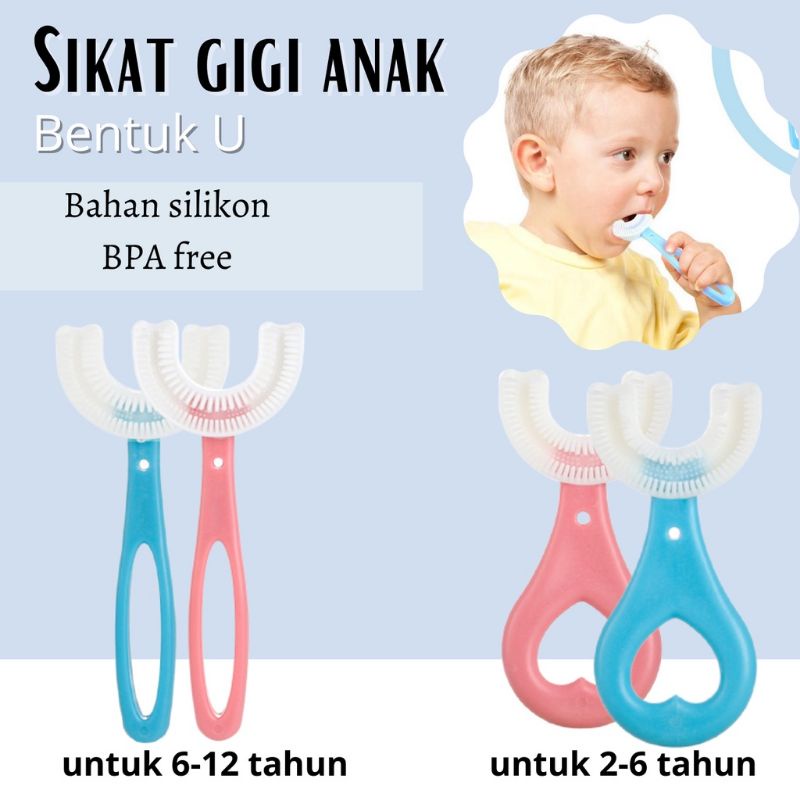 VIRAL!! SIKAT GIGI ANAK BENTUK U SHAPE 360 BAHAN SILIKON