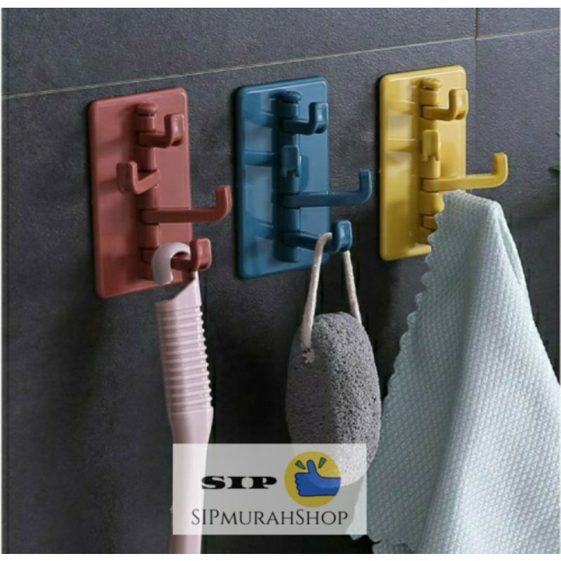 4 Branches Rotating Wall Hooks - Pengait Gantungan Dinding Tempel Tembok Cantolan Rotasi 4